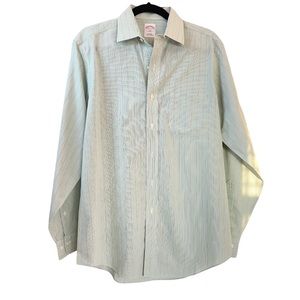Vintage Brooks Brothers Botton Down Long Sleeve Green Dress Shirt Size 15-4/5